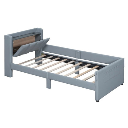 Queen Size & Twin XL Size Upholstered Platform Bed Mother & Child Bed Frame with Hydraulic Storage System