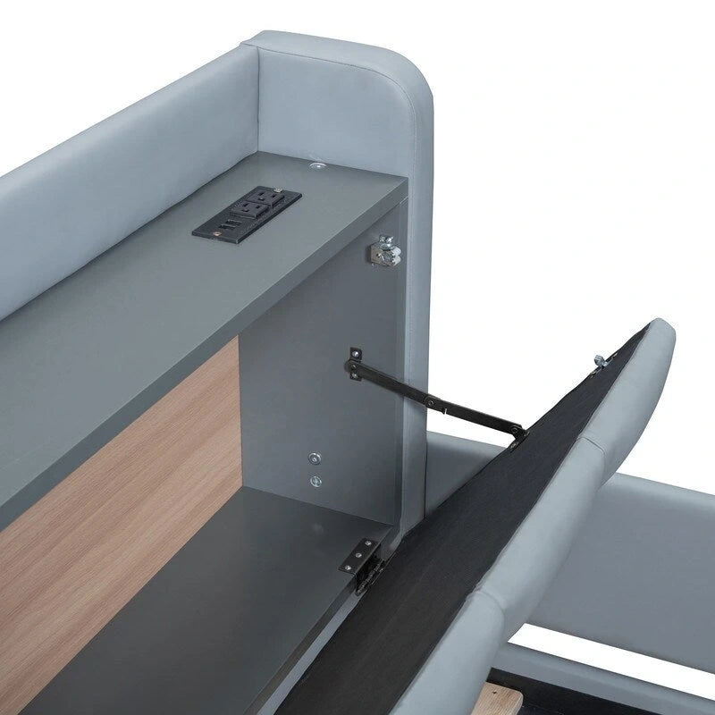 Queen Size & Twin XL Size Upholstered Platform Bed Mother & Child Bed Frame with Hydraulic Storage System