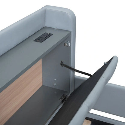 Queen Size & Twin XL Size Upholstered Platform Bed Mother & Child Bed Frame with Hydraulic Storage System