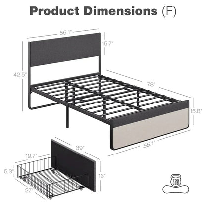 Bed Frame with 2 Storage Drawers