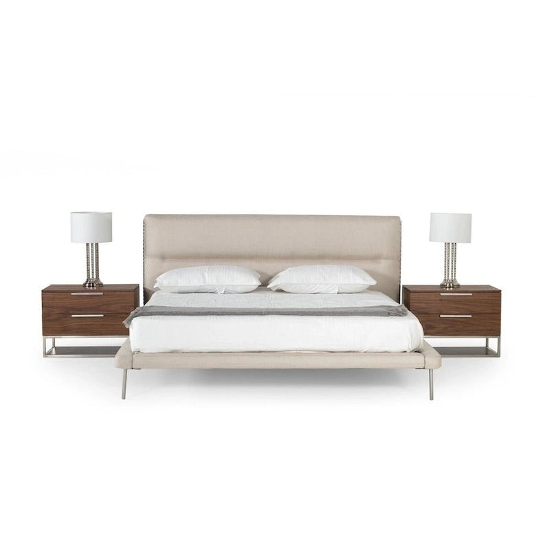 Modrest Bergeron Contemporary Cream Woven Fabric Bed