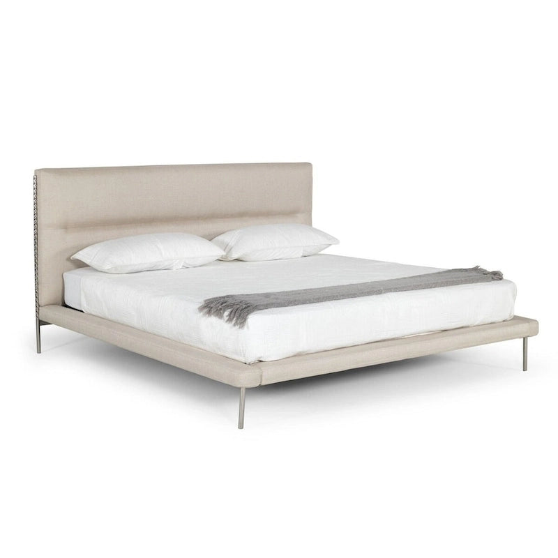 Modrest Bergeron Contemporary Cream Woven Fabric Bed