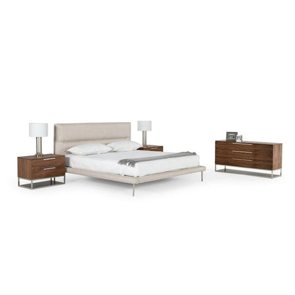 Modrest Bergeron Contemporary Cream Woven Fabric Bed