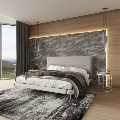 Modrest Bergeron Contemporary Cream Woven Fabric Bed