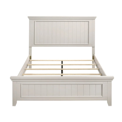 Off White Finish Wooden Panel Bed 1pc