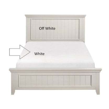 Off White Finish Wooden Panel Bed 1pc