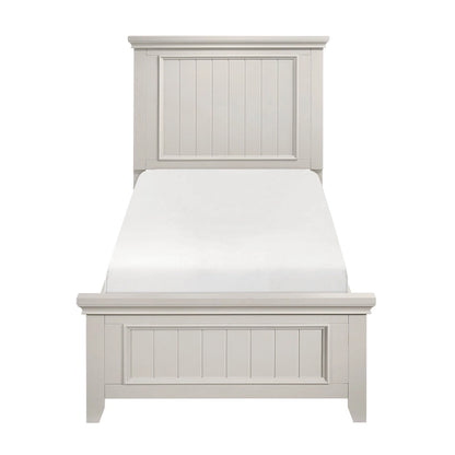 Off White Finish Wooden Panel Bed 1pc