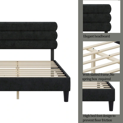 King Bed Frame with Headboard,Sturdy Platform Bed with Wooden Slats Support,No Box Spring,Mattress Foundation,Easy Assembly