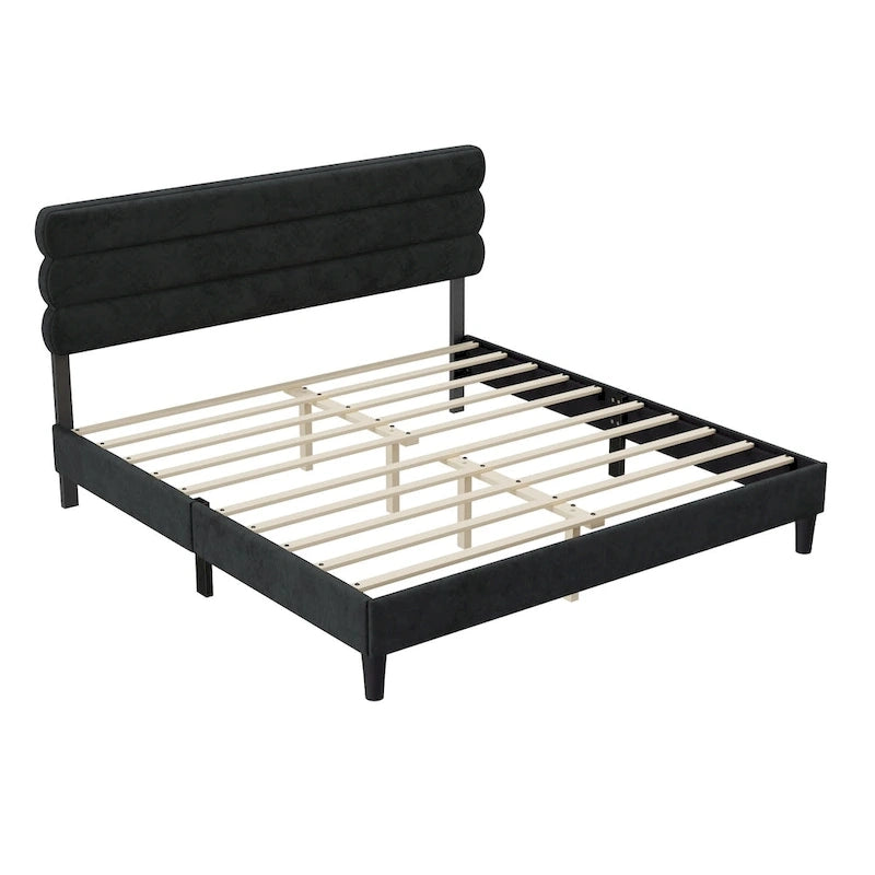 King Bed Frame with Headboard,Sturdy Platform Bed with Wooden Slats Support,No Box Spring,Mattress Foundation,Easy Assembly