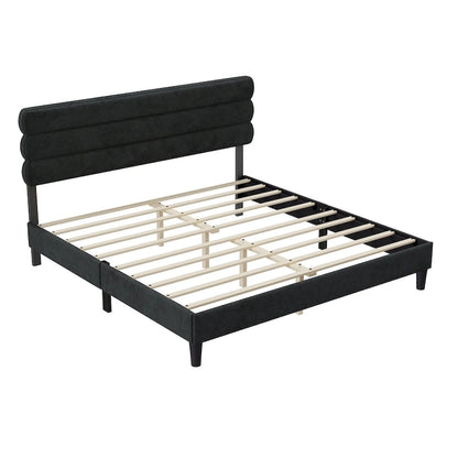 King Bed Frame with Headboard,Sturdy Platform Bed with Wooden Slats Support,No Box Spring,Mattress Foundation,Easy Assembly