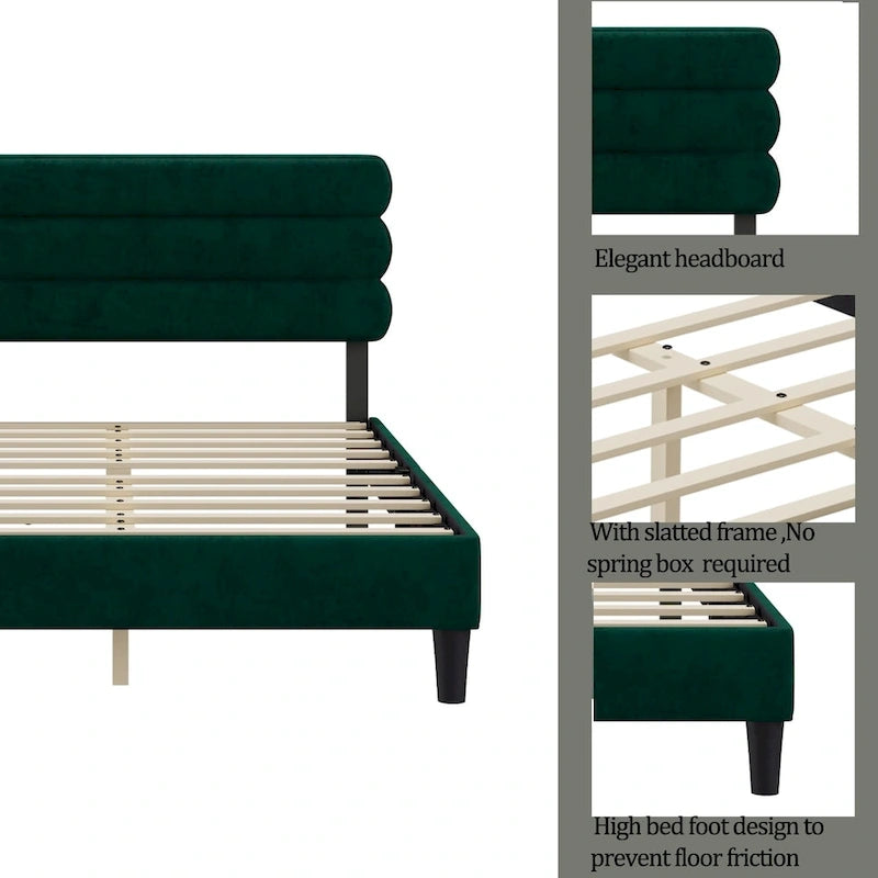 King Bed Frame with Headboard,Sturdy Platform Bed with Wooden Slats Support,No Box Spring,Mattress Foundation,Easy Assembly