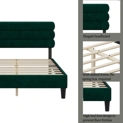King Bed Frame with Headboard,Sturdy Platform Bed with Wooden Slats Support,No Box Spring,Mattress Foundation,Easy Assembly