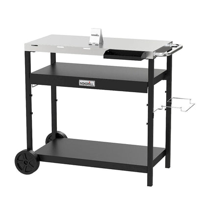 Nexgrill Outdoor Stainless Steel BBQ Preparation Cart w/ Double Shelf
