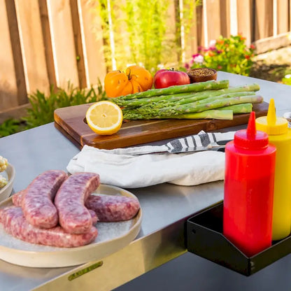 Nexgrill Outdoor Stainless Steel BBQ Preparation Cart w/ Double Shelf