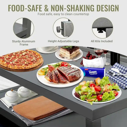 Outdoor Aluminum Kitchen Storage Island with Wall Hanging, Freestanding Grill Storage Cabinet