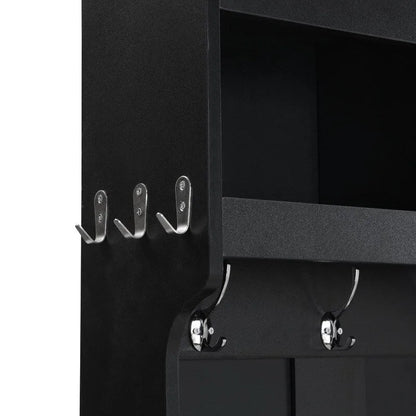 4-IN-1 Multi-functional Hall Tree Entryway Bench with Coat Rack and Shoe Cubbies