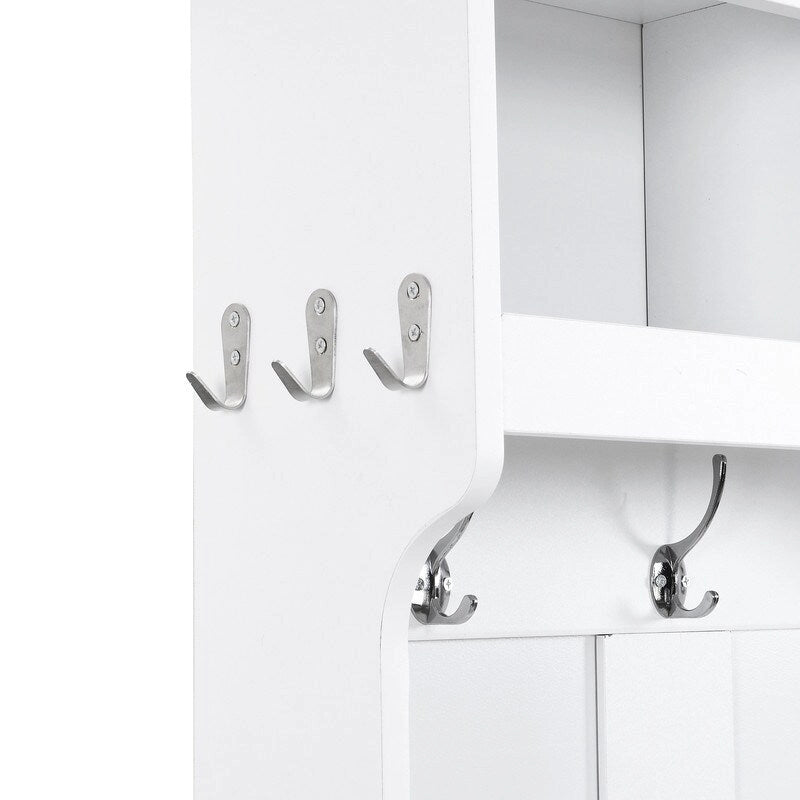 4-IN-1 Multi-functional Hall Tree Entryway Bench with Coat Rack and Shoe Cubbies