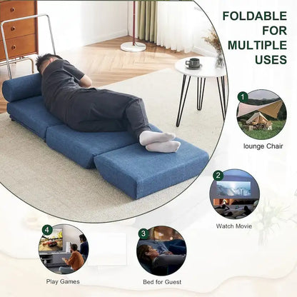 Single Sofa Chair Foldable Bed with Pillow,Portable Sofa Bed,Sofa Chair,Made of Breathable and Wearable Linen