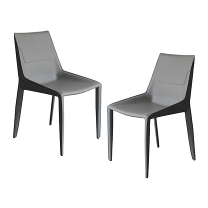 Modrest Halo Modern Light Grey Saddle Leather Dining Chair (Set of 2)