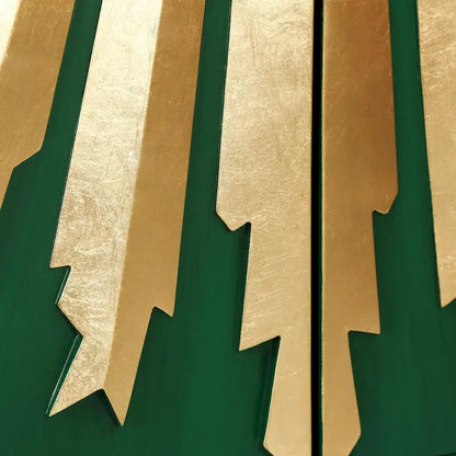 Mid-Century Modern Glam Solid Wood Cabinet 2-Door Sunburst Accent Storage Sideboard Cupboard Dining Room Buffet