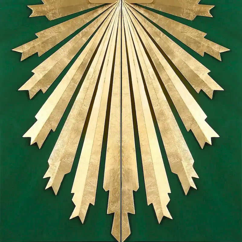 Mid-Century Modern Glam Solid Wood Cabinet 2-Door Sunburst Accent Storage Sideboard Cupboard Dining Room Buffet