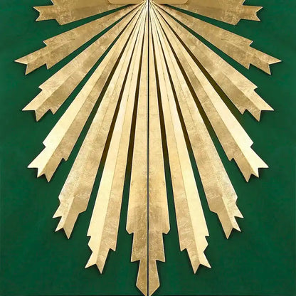 Mid-Century Modern Glam Solid Wood Cabinet 2-Door Sunburst Accent Storage Sideboard Cupboard Dining Room Buffet