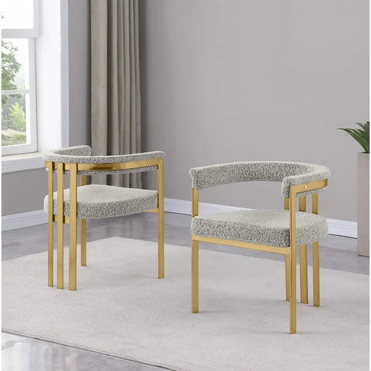 Best Quality Furniture Matte Brushed Gold Chrome Dining Chairs (Set of 2) - N/A