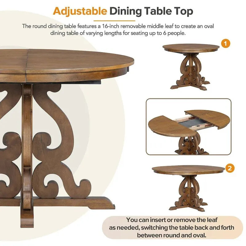 58 Traditional Extendable Dining Table Set with 4 Upholstered Chairs