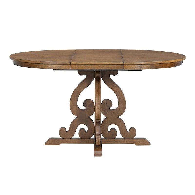 58 Traditional Extendable Dining Table Set with 4 Upholstered Chairs