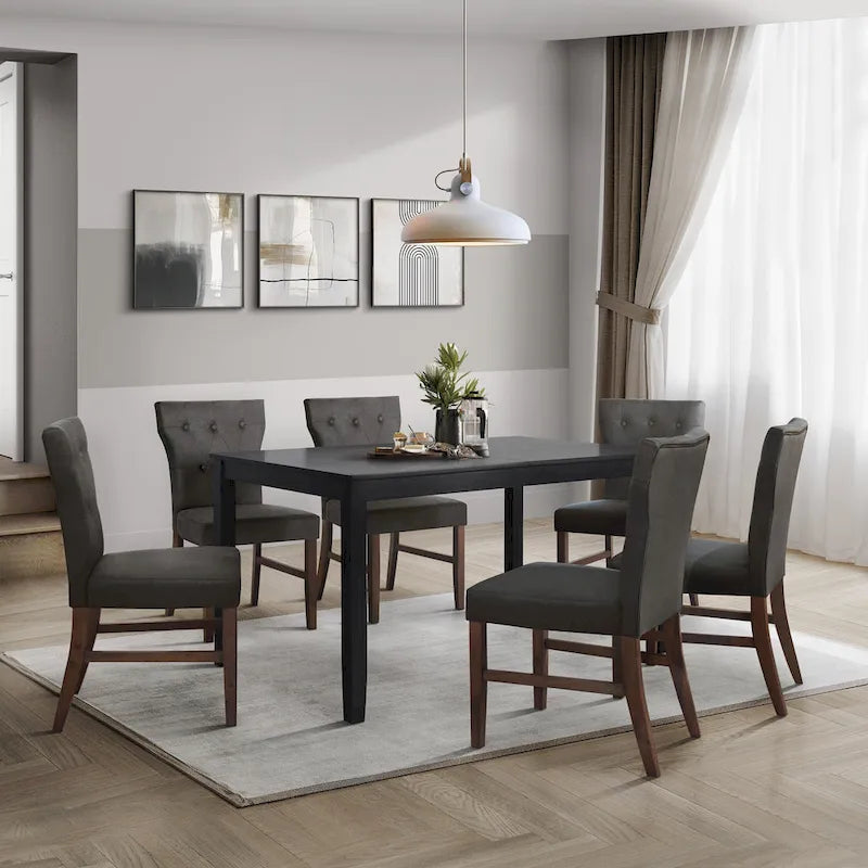 CraftPorch Mid-Century Modern 7-Piece Wooden Dining Chair