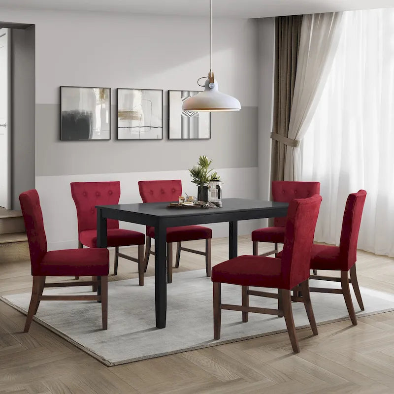 CraftPorch Mid-Century Modern 7-Piece Wooden Dining Chair