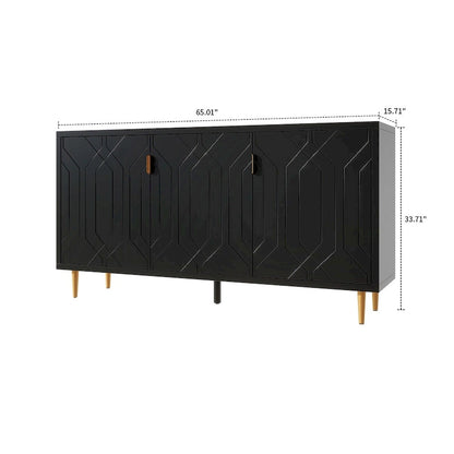 Mid-Century Elegant Wooden Sideboard with Three Interior Shelves