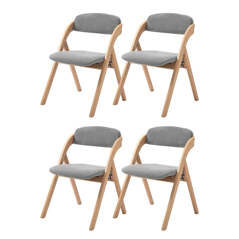 Wooden Stackable Dining Folding Chairs with Padded Seats(Set of 4)