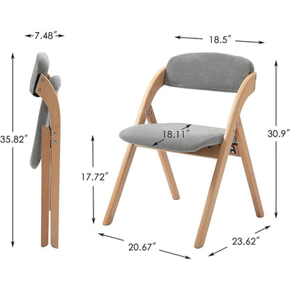 Wooden Stackable Dining Folding Chairs with Padded Seats(Set of 4)