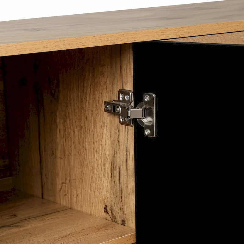 Large Storage Cabinet with Carved Flower Doors and Metal Handles