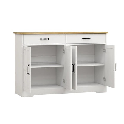 Farmhouse Buffet Cabinet Storage Sideboard with 2 Drawers and 4 Doors