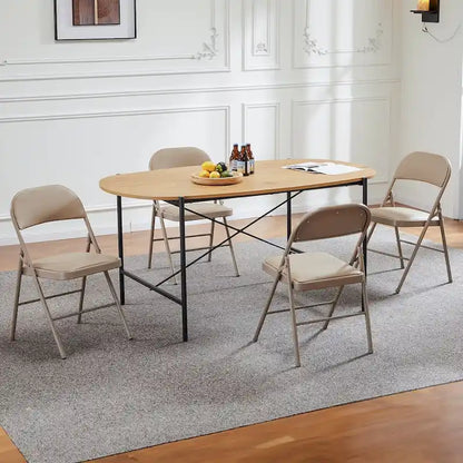 Leather Padded Folding Chairs, Sturdy Metal Foldable Chairs (Set of 2)