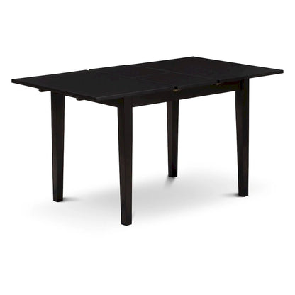 East West Furniture Kitchen Table Set- a Dining Table with Butterfly Leaf and Parson Chairs, Black (Pieces Options)