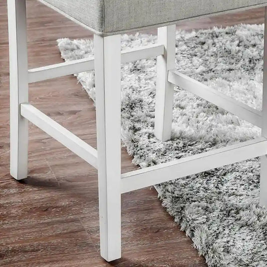Set of 2 Fabric Counter Height Chair in Antique White and Light Gray