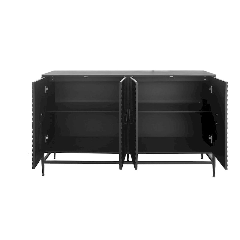 Wood Cabinet with Glass Sliding Doors Display Storage Cabinet