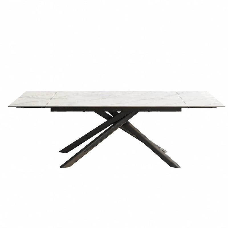 9 - Piece Extendable Rectangular Sintered Stone Cross Legs Dining Set With 8 Chairs For Home or Villa