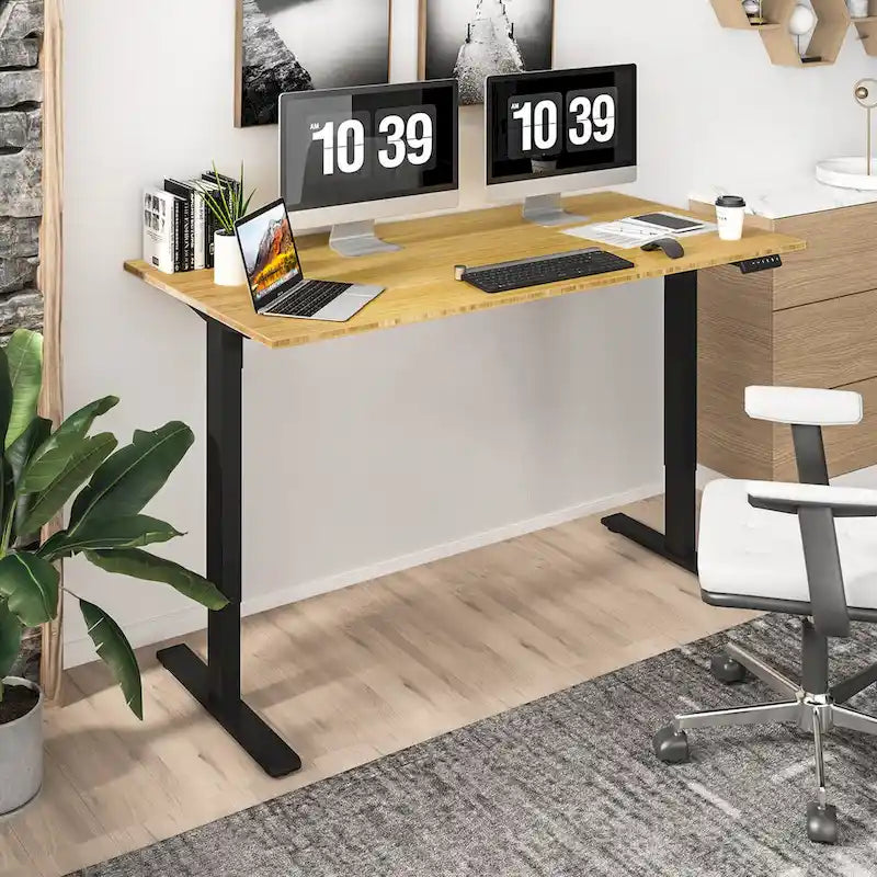 FlexiSpot 100% Bamboo Whole-Piece Desktop Ergonomic Electric Home Office Standing Desk Memory Controller