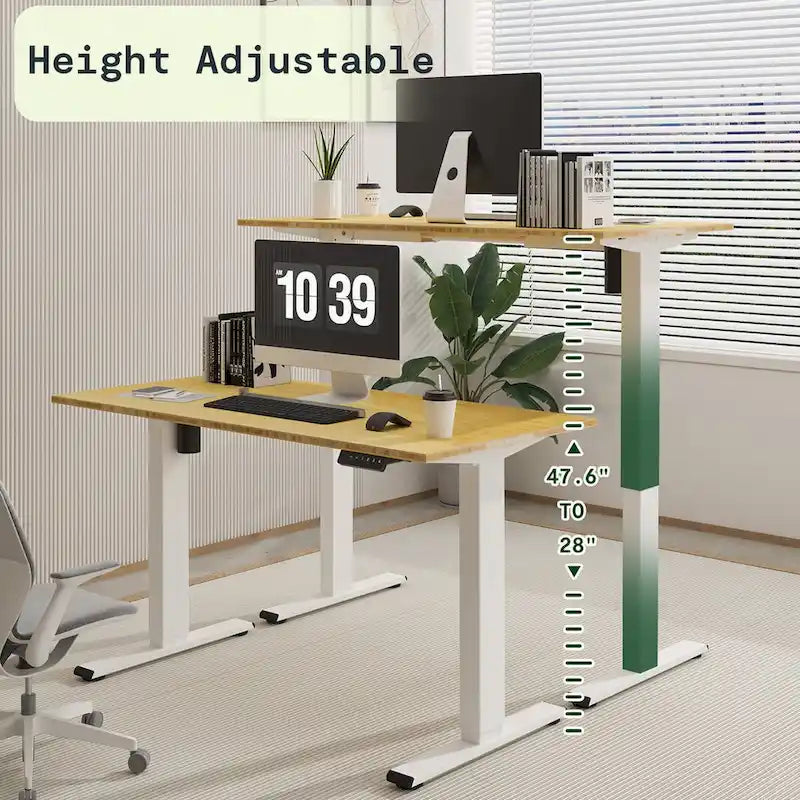 FlexiSpot 100% Bamboo Whole-Piece Desktop Ergonomic Electric Home Office Standing Desk Memory Controller
