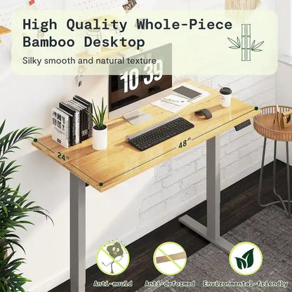FlexiSpot 100% Bamboo Whole-Piece Desktop Ergonomic Electric Home Office Standing Desk Memory Controller