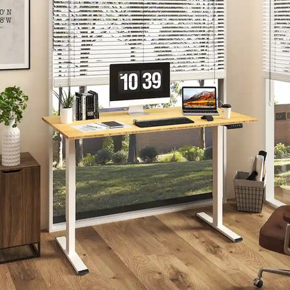 FlexiSpot 100% Bamboo Whole-Piece Desktop Ergonomic Electric Home Office Standing Desk Memory Controller