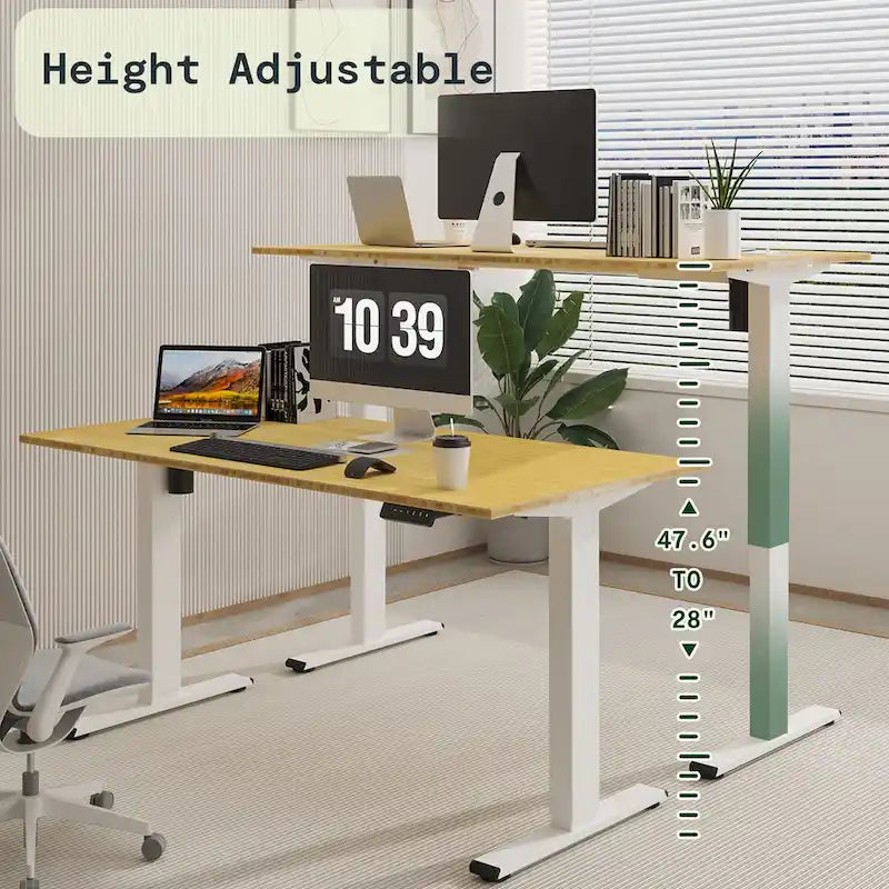 FlexiSpot 100% Bamboo Whole-Piece Desktop Ergonomic Electric Home Office Standing Desk Memory Controller