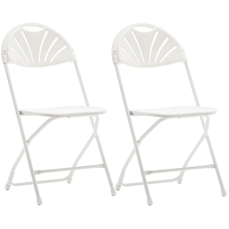 BTEXPERT White Plastic Folding Chair Steel Frame Commercial High Capacity Event Chair Lightweight Wedding Party Set of 2