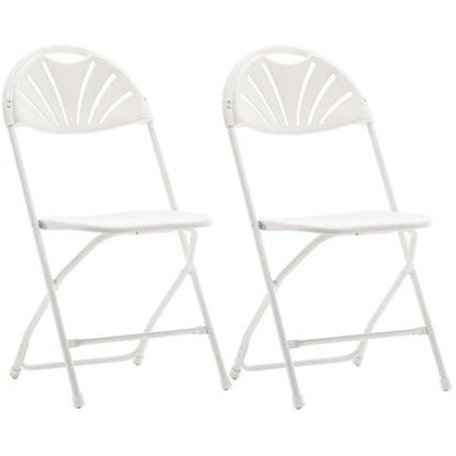 BTEXPERT White Plastic Folding Chair Steel Frame Commercial High Capacity Event Chair Lightweight Wedding Party Set of 2