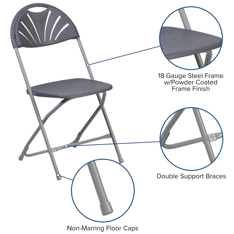 650 lb. Capacity Plastic Fan Back Folding Chair