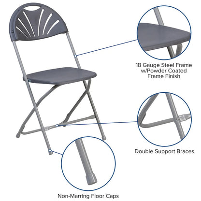 650 lb. Capacity Plastic Fan Back Folding Chair